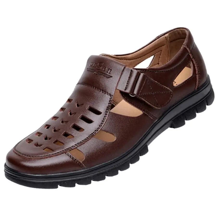 Мужские босоножки из натуральной кожи коричневые сандалии гладиаторы на