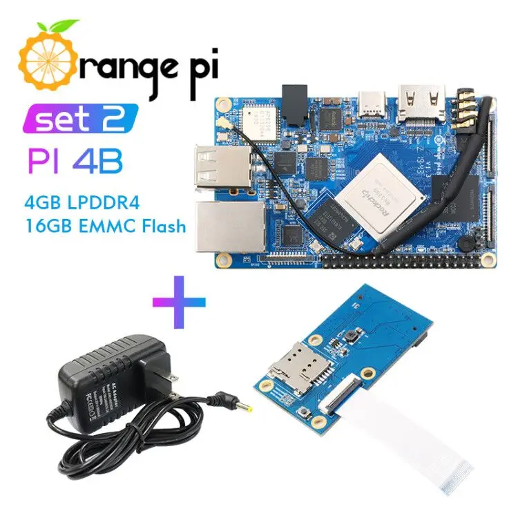 Плата расширения Orange Pi 4B + PCIE источник питания 4 Гб DDR4 16 EMMC RK3399 NPU SPR2801S макетная