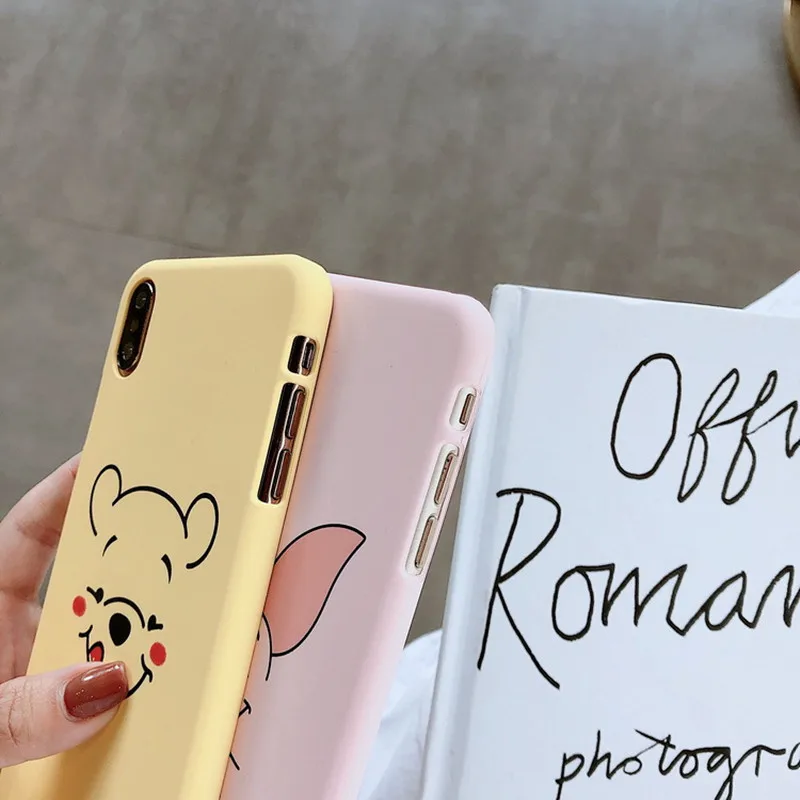 Candy Pink Yellow bear Cute Cartoon Couple Phone case For iPhone 7 7Plus 8 6s 6 Plus X XR XS Max kawaii Case Silicone Soft Cover | Мобильные