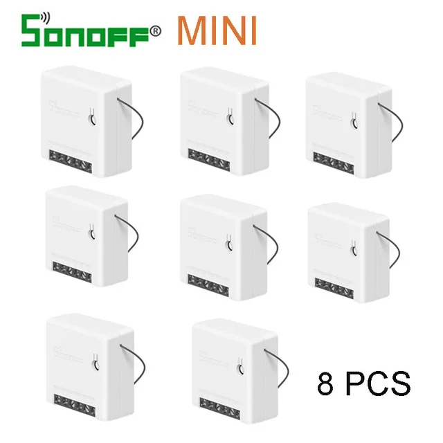 8 pcs Itead Sonoff Мини DIY умный переключатель маленький корпус пульт дистанционного управления Wifi переключатель Поддержка внешнего переключателя работа с Alexa Google Home - Комплект: 8 pcs