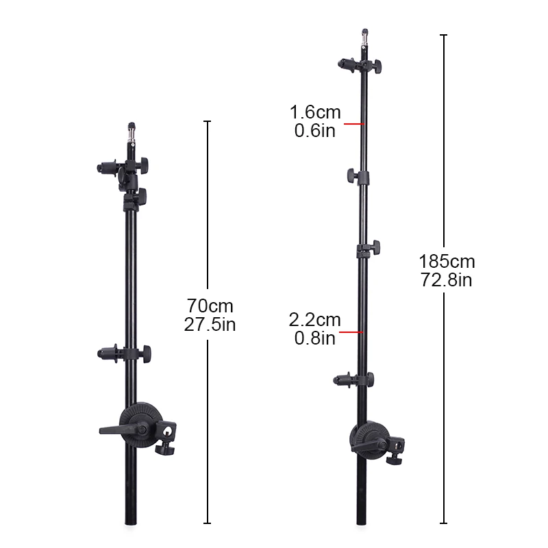 Фото Кронштейн держатель 2"-72"/70-185 см поворотная головка отражатель рукоятка поддержка черного освещения Arm Boom Stand