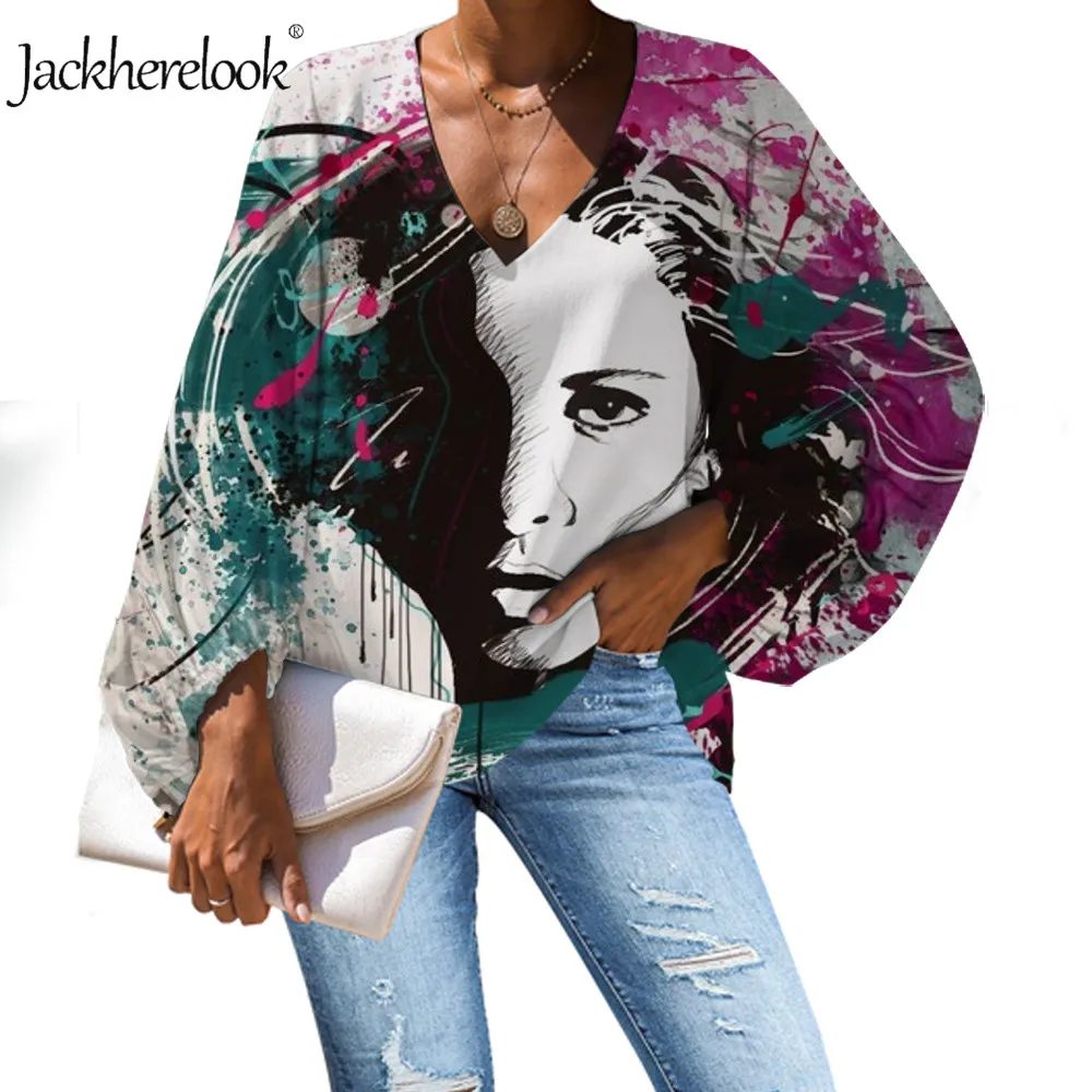 

Женская рубашка Jackherelook, с длинным рукавом, с рисунком, 2020