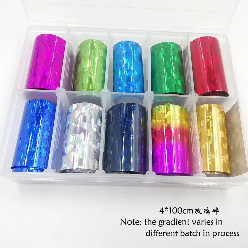 10 рулонов в коробке для хранения наклейки из фольги ногтей искусство звездное