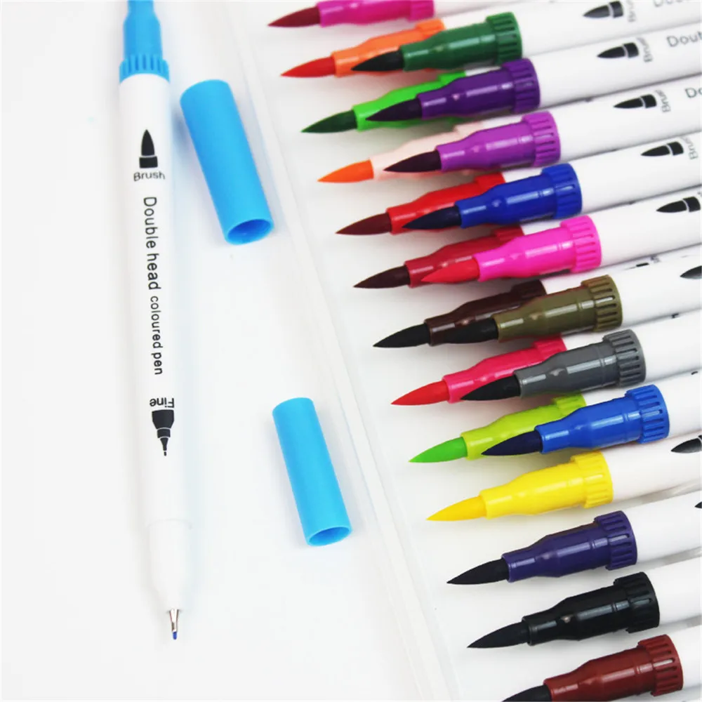 

100 Colors Fineliner Art Marker Pens Bright Waterolor Painting Brush Pen Dual Tip Marker Set School Stationery Art Supplies