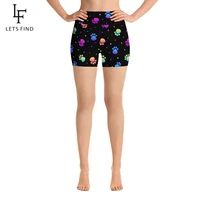 letsfind hot sale new fashion women high waist short pants 3d dog paws digital print stretch leggings plus size