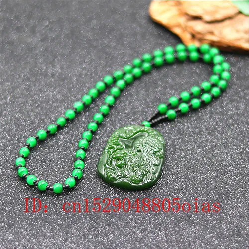 

Natural Green Chinese Jade Tiger Pendant Beads Necklace Fashion Charm Jadeite Jewelry Carved Amulet Gifts for Women Men