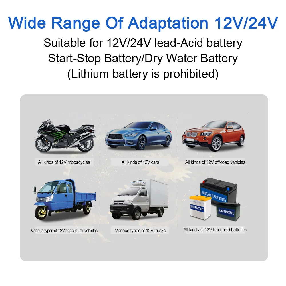 lithium iron battery lead acid battery charger 12v12a motorcycle car battery charger digital lcd display 7 stage agm free global shipping