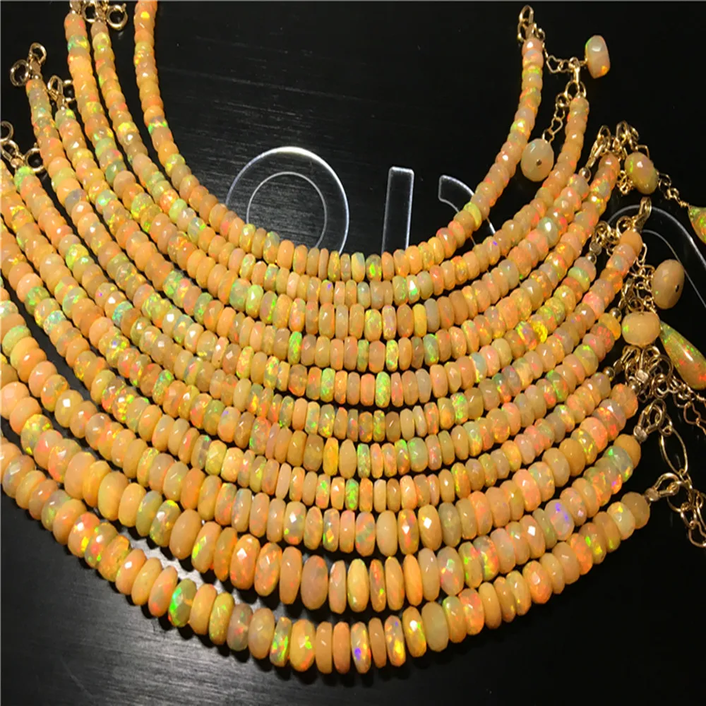 

loose beads nature opal roundel faceted 4.5-5.5mm 19cm FPPJ wholesale beads nature