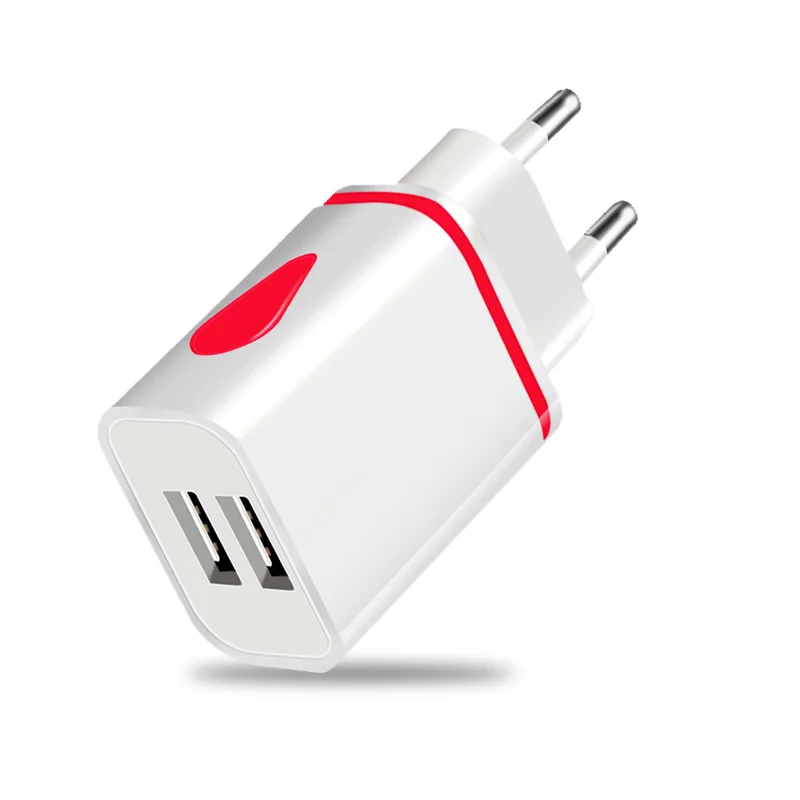 USB зарядное устройство двойной 2 порта ЕС 5 в 2A путешествия настенный адаптер Светодиодный Свет мобильного телефона usb зарядное устройство для iphone 6 7 samsung Xiaomi huawei LG