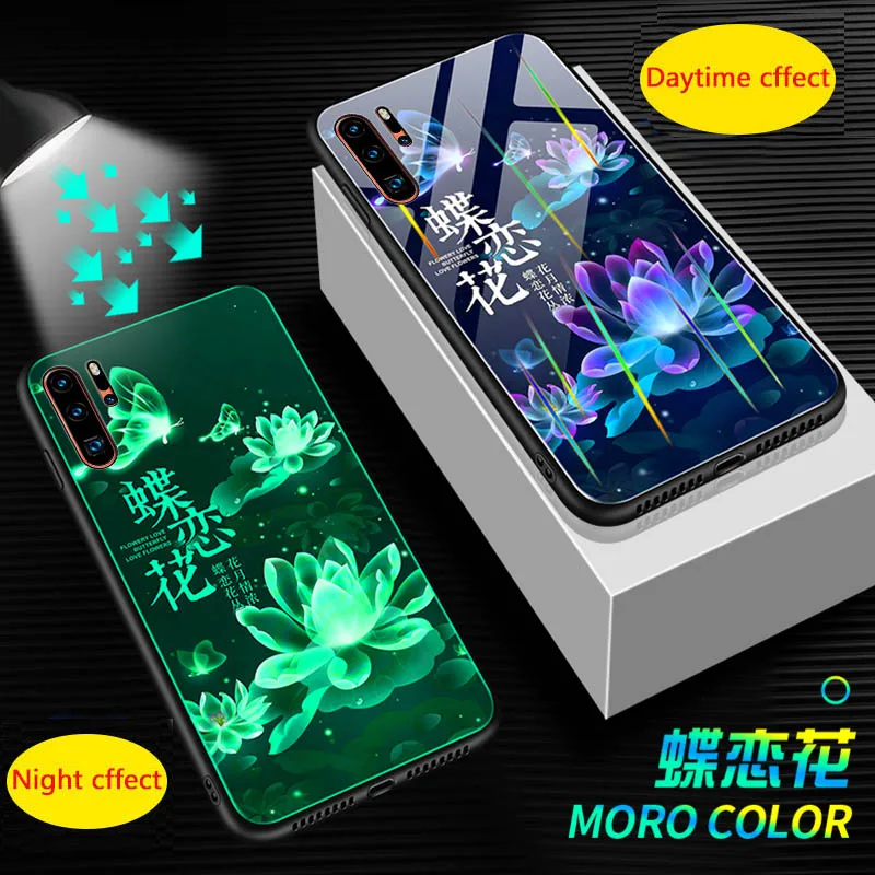06 Светящийся стеклянный чехол для телефона Aurora для huawei P30 mate 20 P20 Pro, задняя крышка для Honor 20 S 9X Pro 20i 8X 8C V10 8 Lite, чехол для телефона - Цвет: 06