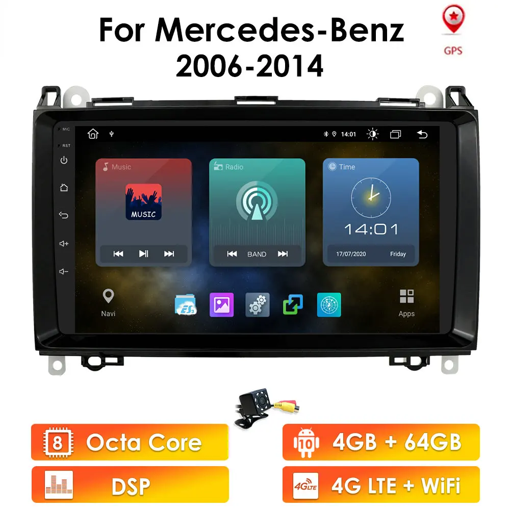 2 + 32 4G WiFi Автомобильный мультимедийный плеер Android 10 Din GPS Авторадио для Mercedes Benz B W245