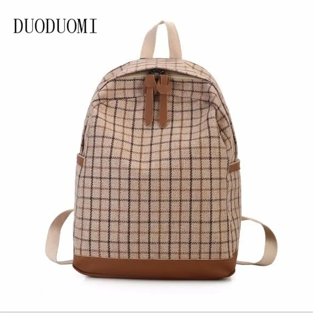Модный женский рюкзак школьная сумка для студенток новая дорожная клетчатая