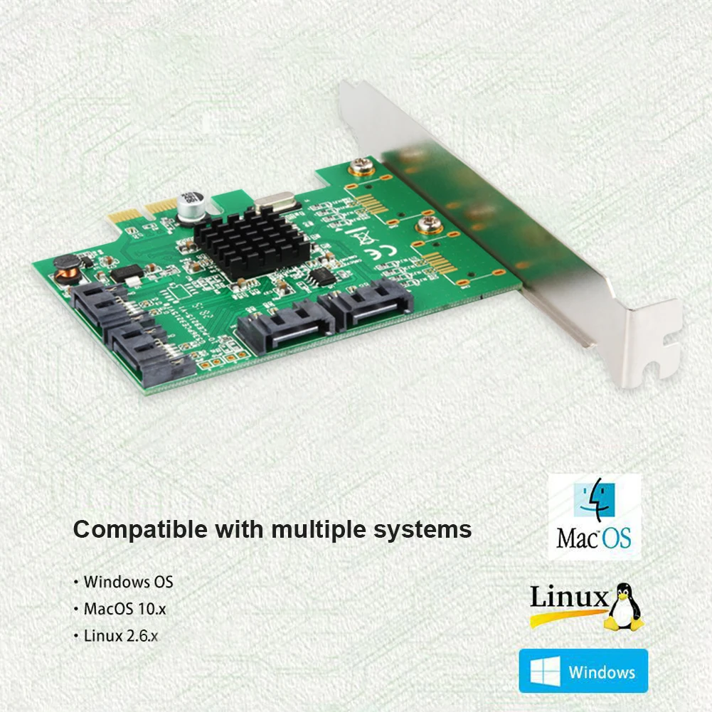 

PCI-E Expansion Card PCI-E to SATA 6G SATA III 3.0 Controller Card 4 Ports Marvell 9215 Non Raid PCIe 2.0 x1 Expansion Card