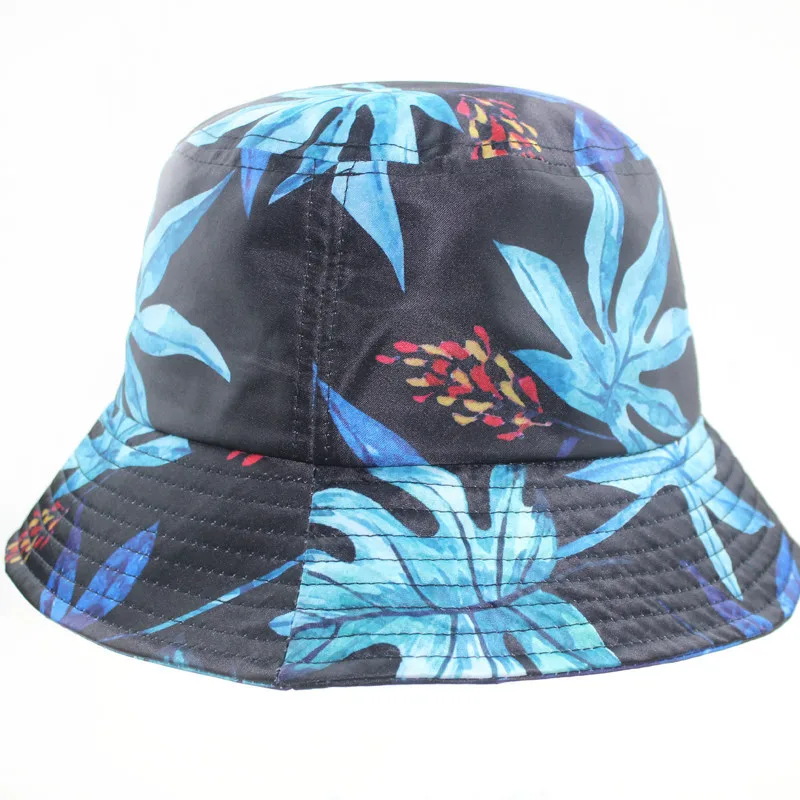 Панама двусторонняя с принтом листьев для мужчин и женщин модная разноцветная