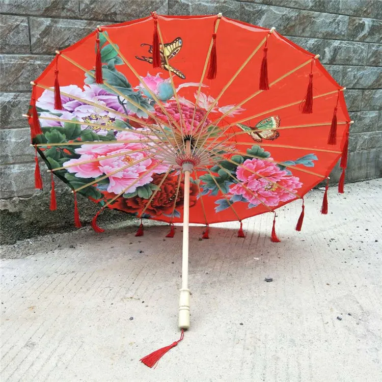 safflower tassel Cos фотография древний костюм, реквизит кисточки зонтик древняя пряжа Классическая смазанная бумага складной зонтик - Цвет: safflower tassel