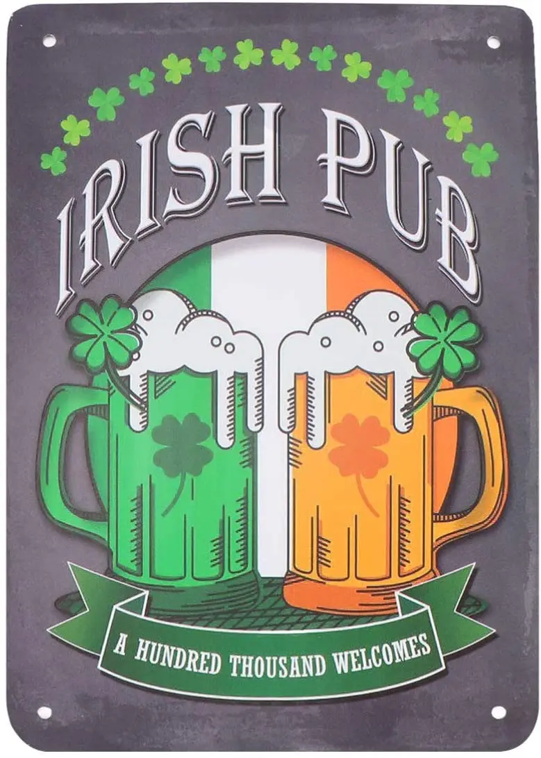 

Оловянный плакат, ирландский паб, сто тысяч приветствий, металлический плакат, бар, бистро, торговый центр, украшение для стен, металлическа...