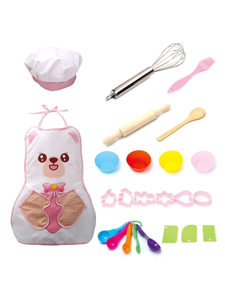 

24pcs Kids Kitchenware Cooking Baking Set Kitchen Toys Role Play Children Costume Kitchen Aprons Baking Cook Pretend Play Toy