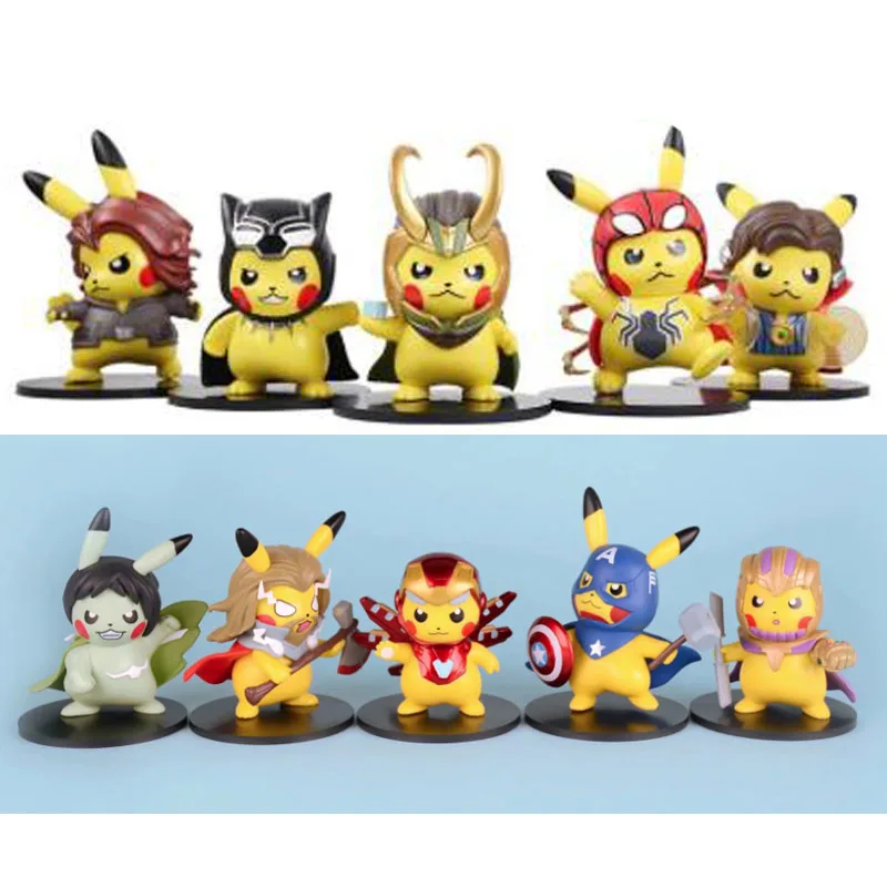 

Pokémon Pokemon Figure Toys Pikachu Cosplay Iron Man Thor Captain America Hulk Thanos Rocky Doll Model Ornaments Decorate