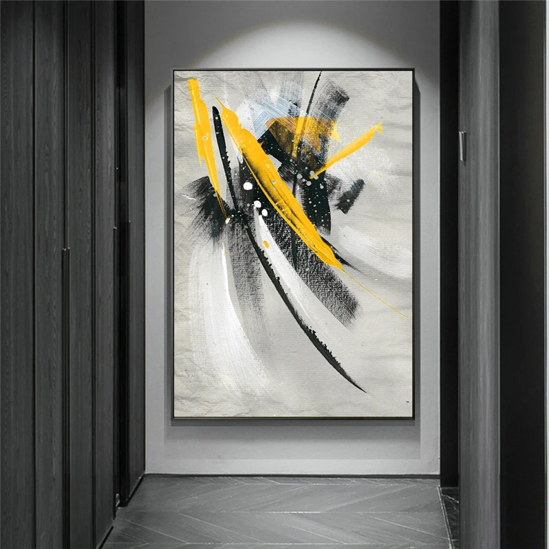 

Abstract Yellow Feather Oil Paintings Print on Canvas Art Posters and Prints Modern Graffiti Art Wall Pictures Home Decor Cuadro