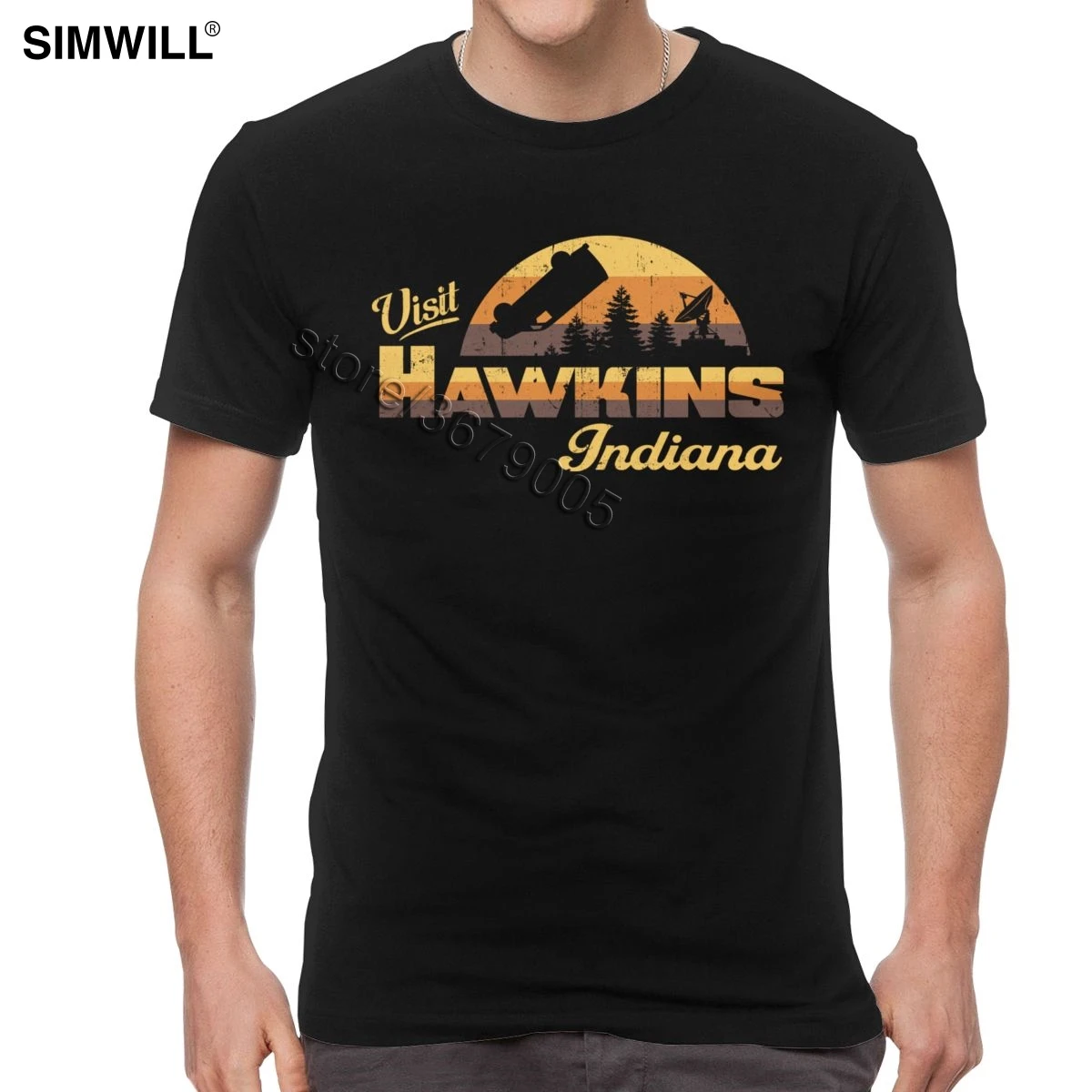 

Vintage Visit Hawkins Tshirt Cool Stranger Things T-Shirt Short Sleeve Soft Cotton Casual Tee TV show T Shirt Awesome Apparel