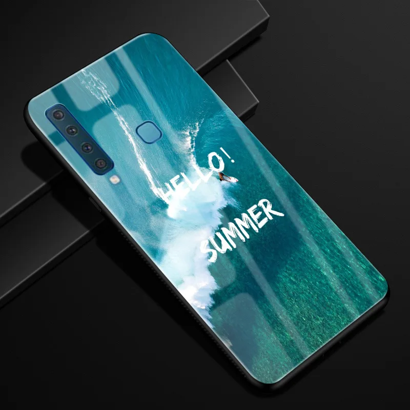 Для samsung A9 чехол A 9 PC Пластиковый стеклянный чехол для телефона черный TPU бампер чехол для samsung Galaxy A9 A920F A920 A9s - Цвет: 31