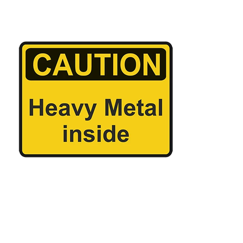 

SZWL Waterproof Car StickerCaution Heavy Metal Inside Warning Sticker Decal Bumper Danger Loud Music Auto Accessories,13cm*9cm