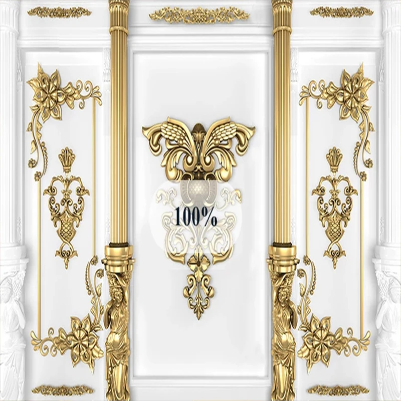 3D настенные фрески на заказ обои в европейском стиле с вырезанными золотыми