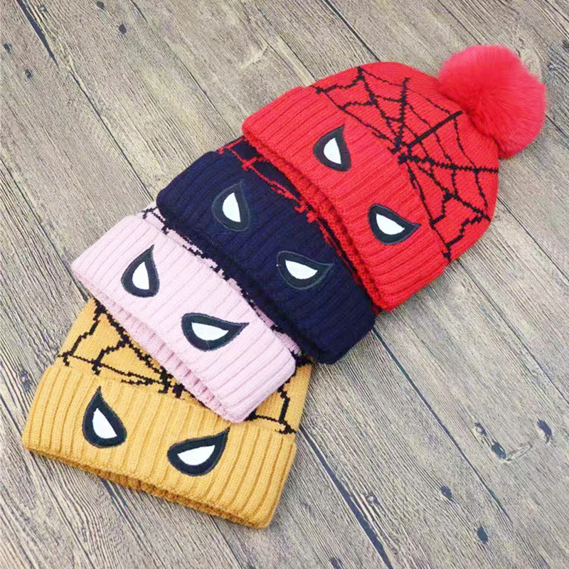

Disney Lovely Girl Hats Cartoon Spiderman Knitted Hat Spring Autumn Cotton Beanie Baby Boy Kids Hats Children's Accessories
