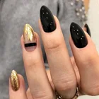Накладные ногти черного и золотого цвета, 24 шт.