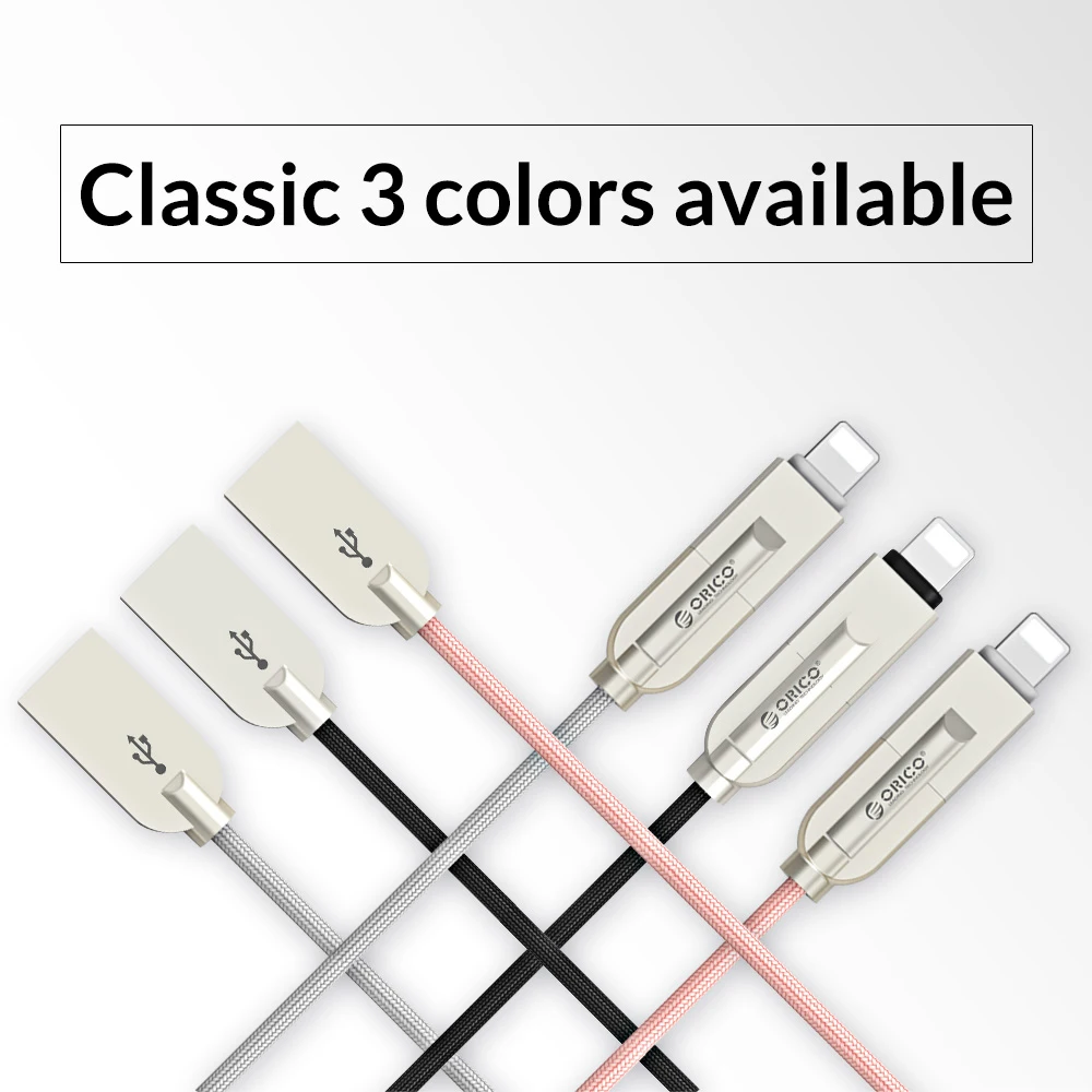 Кабель ORICO 2 в 1 с USB для освещения и Micro кабель зарядки синхронизации смартфонов