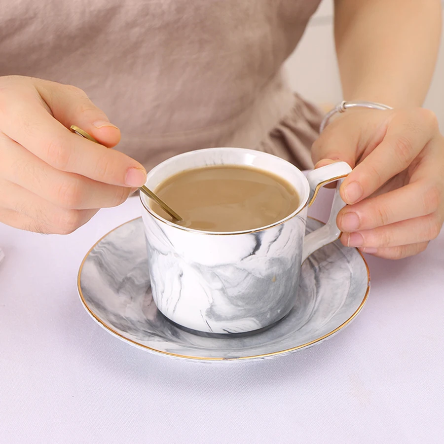 Макарон мраморные керамические кофейные чашки Tazas De кафе костяные чайные наборы