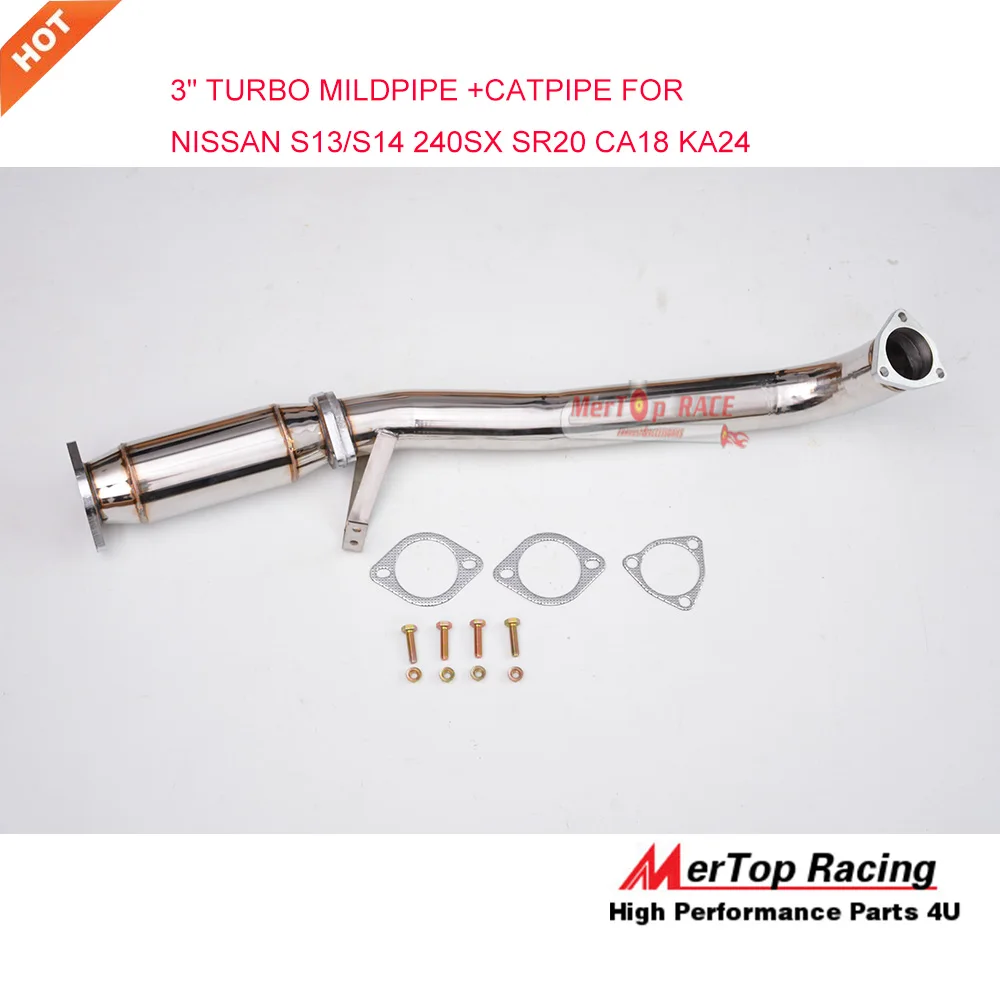 MerTop 3 &quotтурбо средней трубы вниз водосточная труба + CATPIPE для S13 S14 240SX SR20 CA18 KA24 |