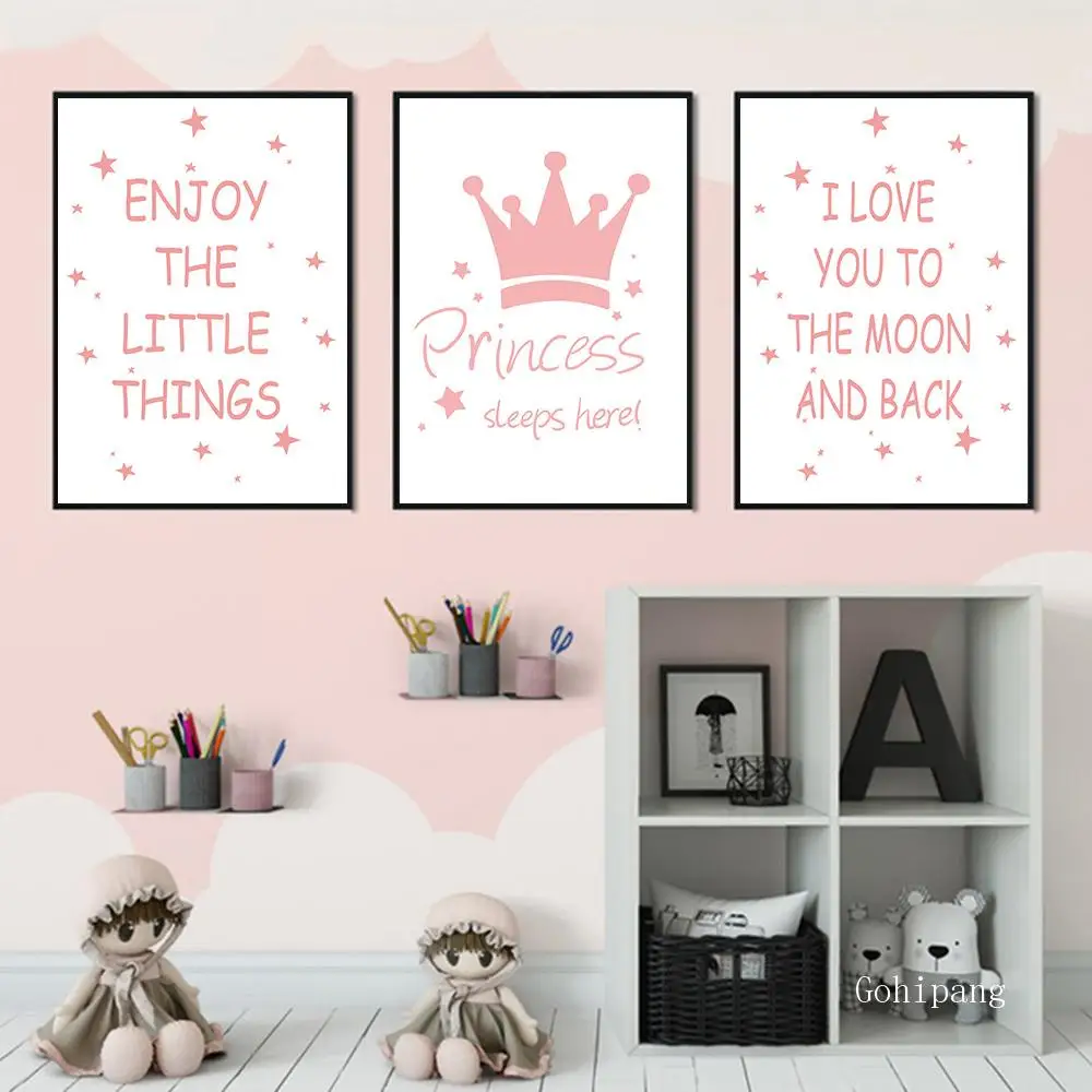 

Cartoon Style Princess Wall Art Canvas Painting Nordic Poster Baby Nursery Posters and Prints Wall Picture Baby Girl Room Decor