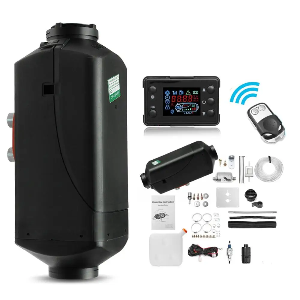 Дизельный обогреватель воздуха с одним отверстием 12 В 5000 Вт ЖК экраном пультом и