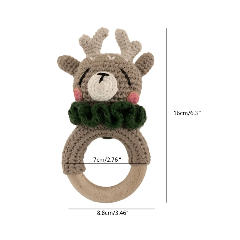 

BPA Free Crochet Wooden Ring Baby Teether Safe Cute Animal Rattle Chewing Teething Nursing Soother Molar Infant Toy Accessories