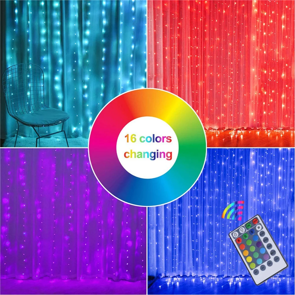 16 цветов RGB светодиодный Сказочный светильник Micro Rice Wire рождественское время с