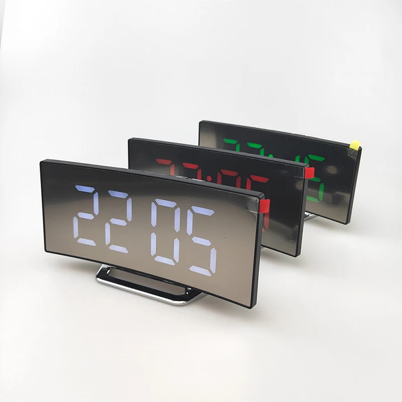

Curved LED Screen Alarm Clocks Digital Alarm Clock Desk Table Clock for Kids Bedroom Temperature Snooze Function Home Decor
