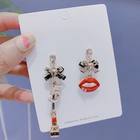 new luxury brand hat letter bag bow stud earrings fashion fringed 5 pearl earring woman party wedding