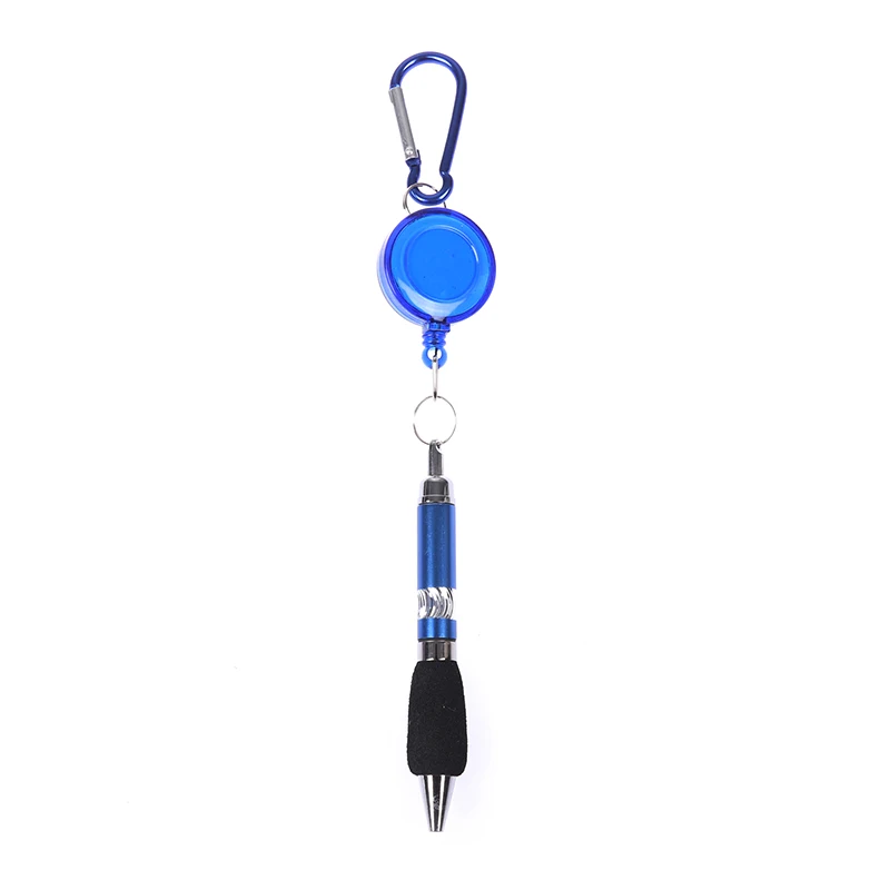 1Pc Cute Retractable Badge Reel Ballpoint Pen Belt Clip Key Chain With Carabiner Ring Lanyard School Office Supplies |