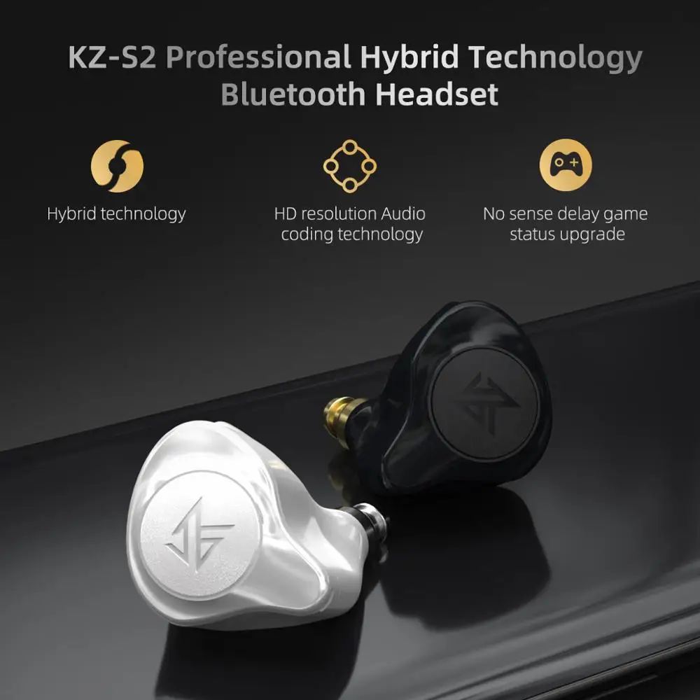 Фото Плотным верхним ворсом KZ S2 1BA 1DD наушники вкладыши TWS с Беспроводной Bluetooth 5 0 AAC Плотным верхним ворсом KZ S2 1BA 1DD наушники вкладыши TWS с Беспроводной Bluetooth 5 0 AAC