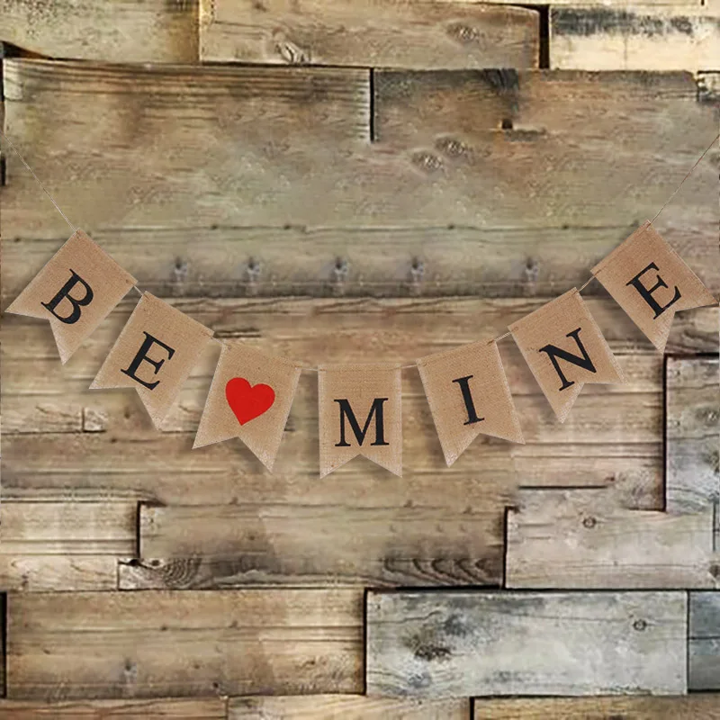 Wedding Decoration Burlap DIY LOVE BE MINE Banner Valentine's Day Gift Romantic Garland Marriage bride wedding party supplies | Дом и сад