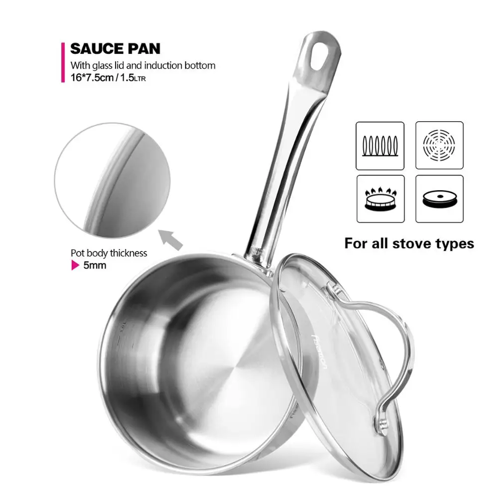 FISSMAN Gabriela серии наборы посуды с Нержавеющая сталь 1.5L Saucepan Casserole 3.0L Saucepot 5.1L