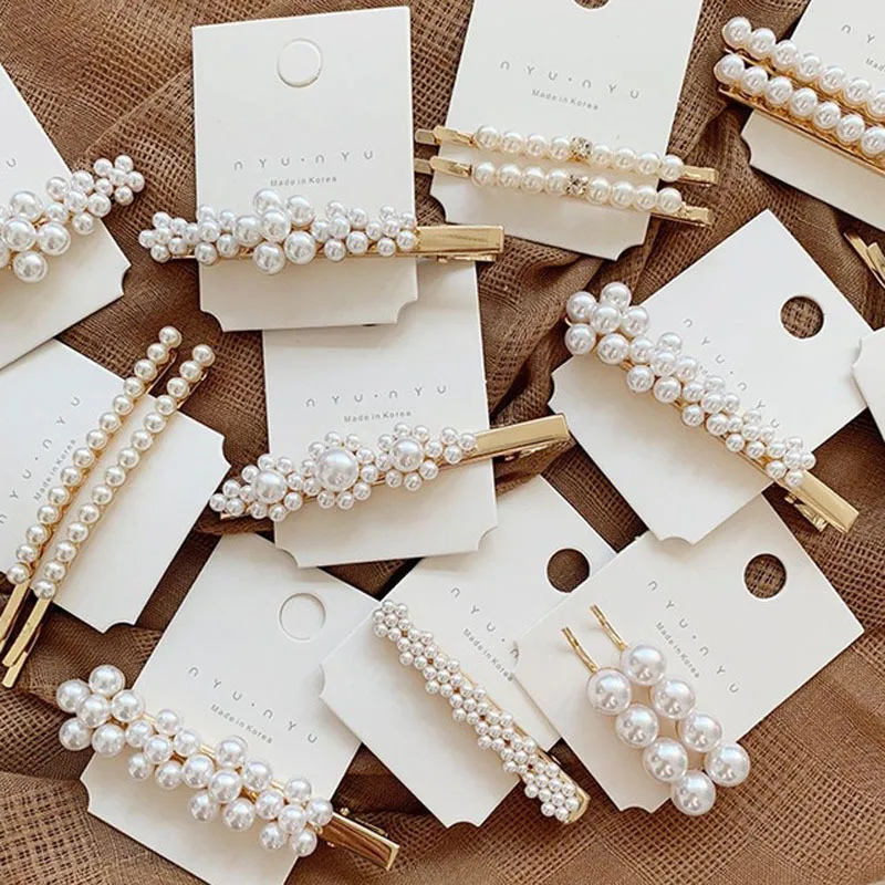 

Женская металлическая заколка для волос, с жемчугом