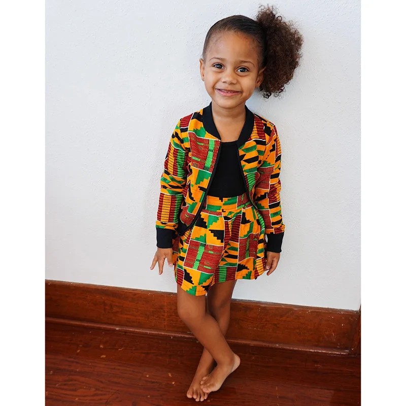2019 new arrival autumn fashion style african children plus size two pieces sets coat+skirts S-XXL | Тематическая одежда и