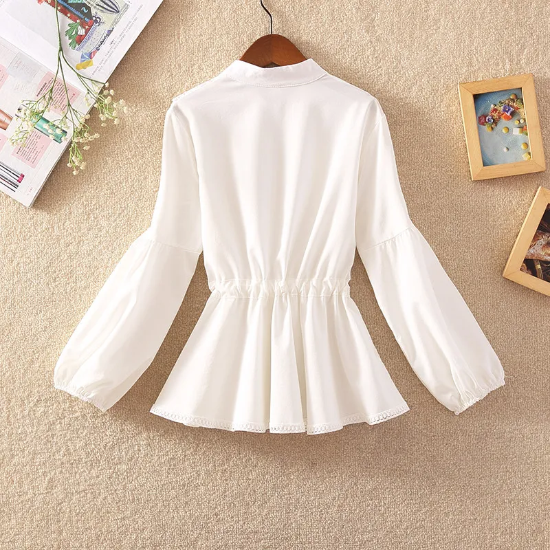 Женская рубашка в полоску MUMUZI Весенняя блузка с длинным рукавом Офисная