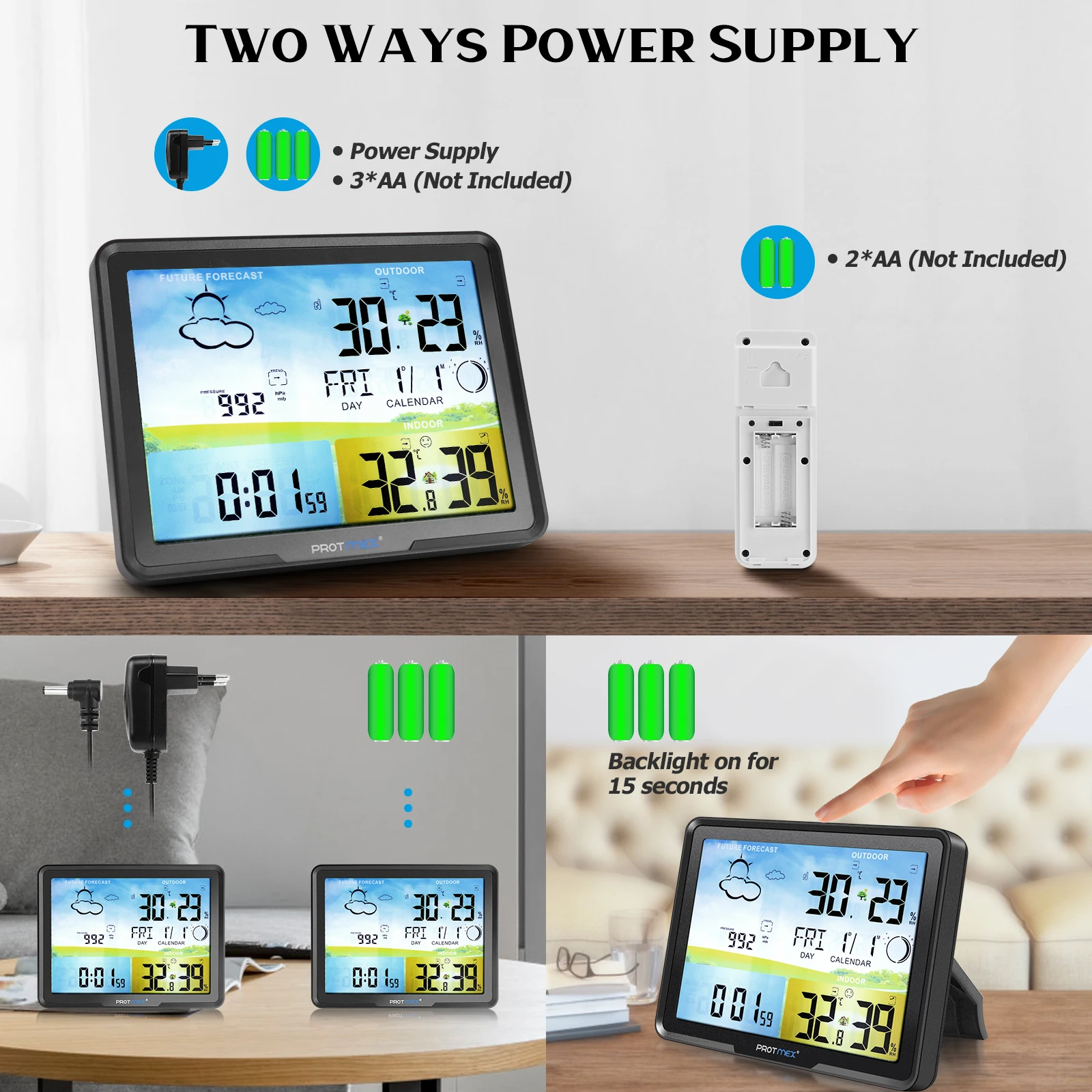 Protmex Метеостанция цифровой автоматический радио контроль беспроводной