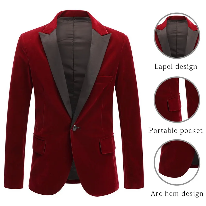 HEFLASHOR Мужская зимняя бархатная винно-красная модная куртка для отдыха Свадебный