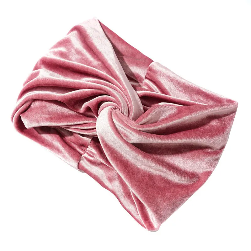 

New Soft Super Wide Stretch Head Wrap Golden Velvet Headband Cross Elastic Hair Band Women Autumn Winter Hair Accessories