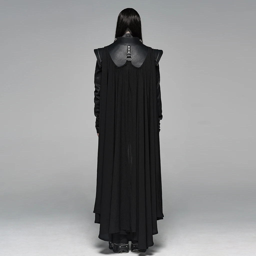 Punk Retro Shuttle Leather Metal Bumping Nails Stage Performace Cloak Classic black Warrior Men Long Cape PUNK RAVE WY-1106DPM | Мужская