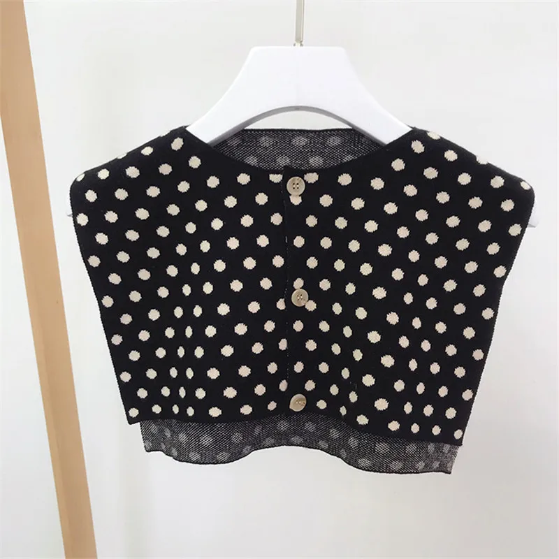 

36*27cm New Chic Wavelet Point Shawl Fake Collar Female Women Knitted Neck Warmer Capelet Vest False Collar